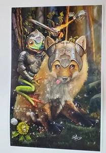 Sir William Bunny Knight in armor art print carrot rabbit forest  - Picture 1 of 12