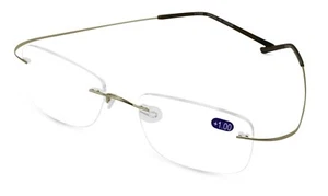 Lightweight Slim Rimless Wire Reader - Flexible Reading Glasses Anti-Reflective - Picture 1 of 2