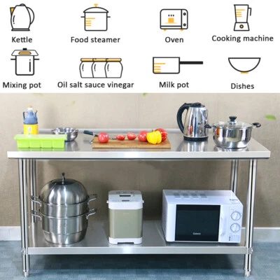 IDEAL-HOMESTYLE COMMERCIAL STAINLESS STEEL TABLE KITCHEN FOOD PREP STORAGE SHELF WORK BENCH