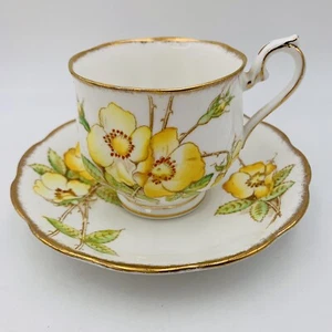 Royal Albert Teacup & Saucer Wild Rose Yellow Floral Cottage England China 2794 - Picture 1 of 17
