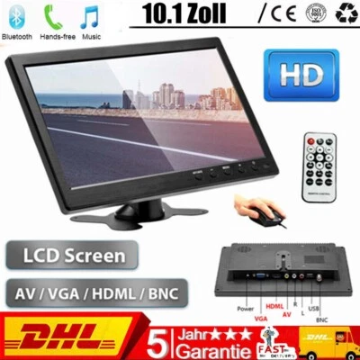 10.1zoll Auto Monitor HD Mini TV Computer 1080P LCD CCTV mit HDMI BNC AV VGA 12V - Bild 1 von 4