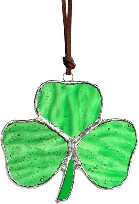 Vitral Trébol Trébol Atrapasol Panel de Vidrio Día de San Patricio Navidad Foto 1 de 4