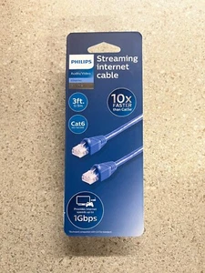 Cable de transmisión por Internet Philips Elite Cat6 3 ft Ethernet 1 Gbps azul nuevo - Imagen 1 de 1