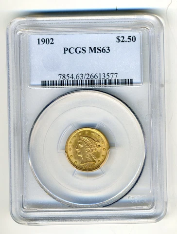 1902 LIBERTY HEAD QUARTER EAGLE $2.5 GOLD PCGS MS63 Cover