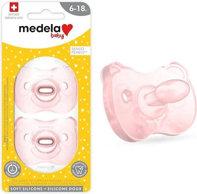Medela Baby Pacifier 6-18 Months Includes Sterilizing Case 2-Pack Pink - Image 1 of 4