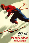 Ski à Wanaka Nouvelle-Zélande ski alpin ski alpin vintage affiche reproduction GRATUITE S/H