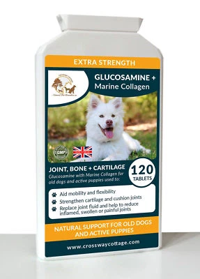 CROSSWAY COTTAGE NATURAL PET REMEDIES Joint Supplement Natural Glucosamine & Marine Collagen Old Dogs & Active Puppies