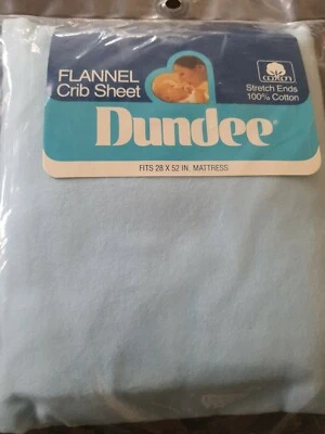 Dundee NEW Flannel Stretch Ends Crib Sheet blue VTG Baby Mattress Cover Flannel  - Image 1 of 4