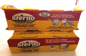 FIVE Sterno Canned Heat cooking fuel 2-7 oz & 3 2.6 oz cans (11A) - Picture 1 of 4