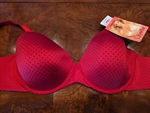 Lilyette Smoothing T-Shirt Bra 0426 Underwire Red With Black Polka Dots  40 D