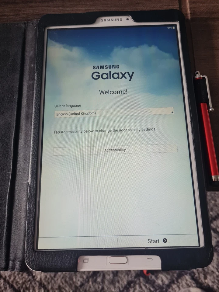 Samsung Galaxy Tab E , SNT560 in Black Leather Case - Image 1 of 1