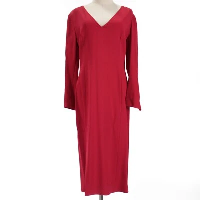 Vestido Vaina Carolina Herrera Nuevo con Etiquetas Manga 3/4 Cuello en V Talla 12 en Rojo Icono Sólido Foto 1 de 4