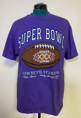 Camiseta vintage 1996 Super Bowl XXX LG nuez moscada texturizada puntada única Foto 1 de 4