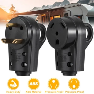 RV Heavy Duty 125V 30Amp Receptacle Male/Female Plug Power Cord End Replacement - Picture 1 of 39