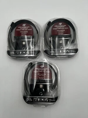 3 Cyber Acoustics AC-840 USB Mono Internet Communications Headset with Boom Mic - Image 1 of 4