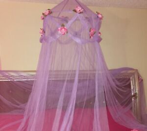 Princess Purple Ruffle Princess Roses Bed Canopy FREE SHIPPING FROM USA