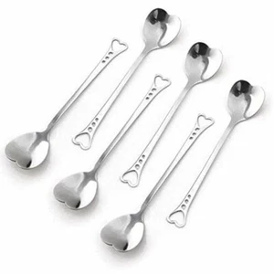 6 Coffee Spoons Heart Shaped Mini Spoons Tea Spoons Premium Dessert Spoons Set - Picture 1 of 12