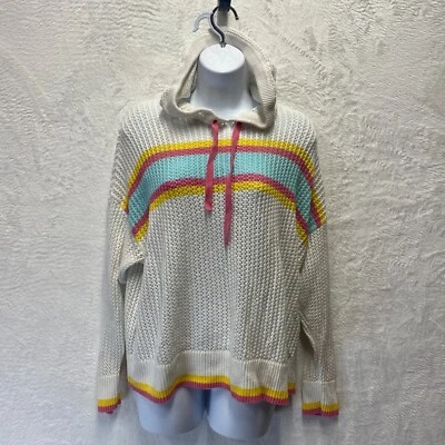 Sudadera con Capucha Torrid Pointelle Boxy Talla 0 Grande Colorida Rayas Algodón Pullover Playa Foto 1 de 4