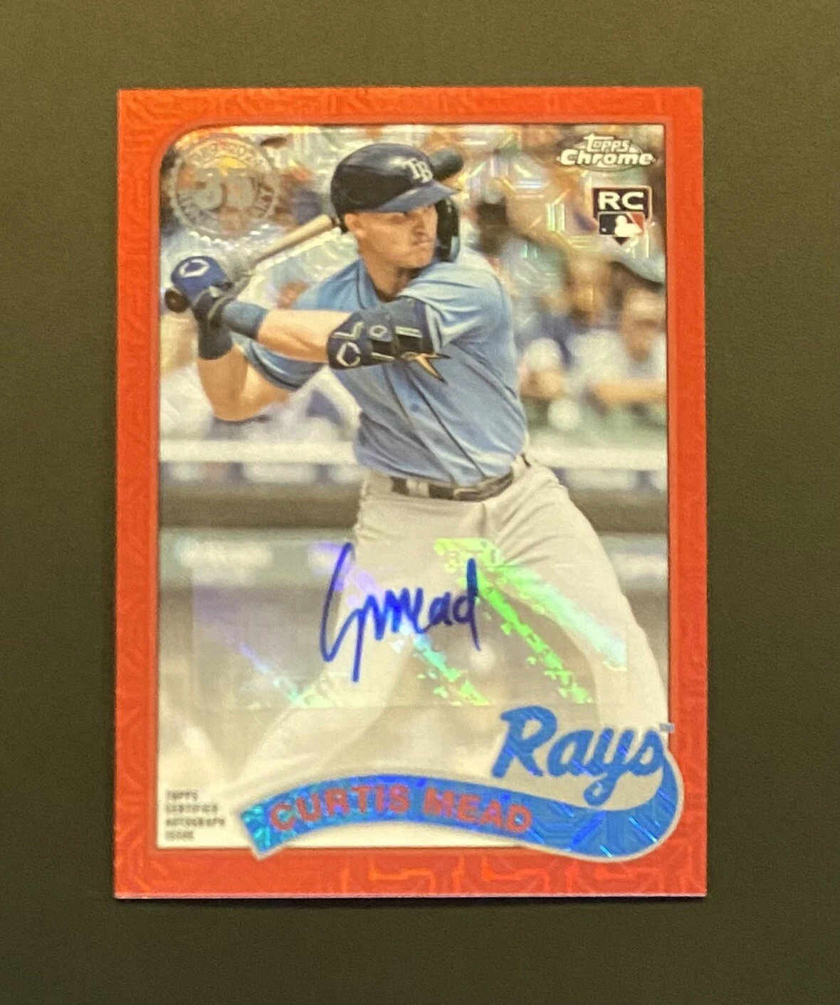 2024 Curtis Mead Topps Series 1 Silver Pack Red Refractor Rookie Auto /5 Rays