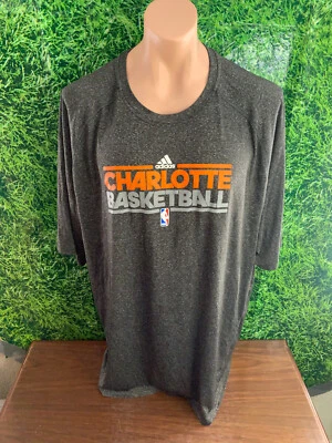Charlotte Bobcats Basketball Short Sleeve Training Shirt adidas Gray Size 4XLT - Image 1 of 4