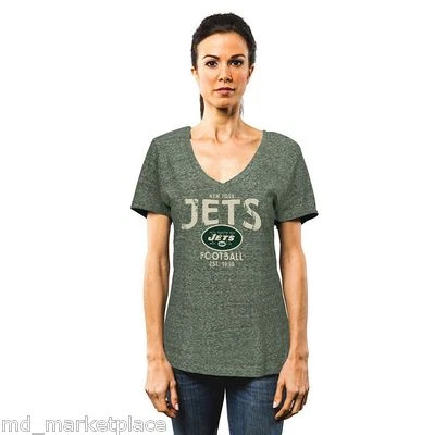 Новый с Ярлыками NFL New York NY JETS зеленый вязаный хлопок рубашка верхняя футболка V шеи женщин XL 16 18 - Изображение 1 из 2