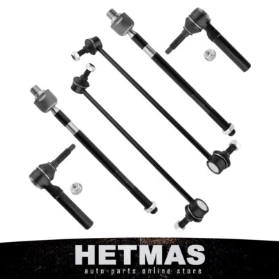 For 2007-2010 Saturn Outlook Steering 4 x Tie Rod End + 2 x Sway Bar Link Kit - Image 1 of 4