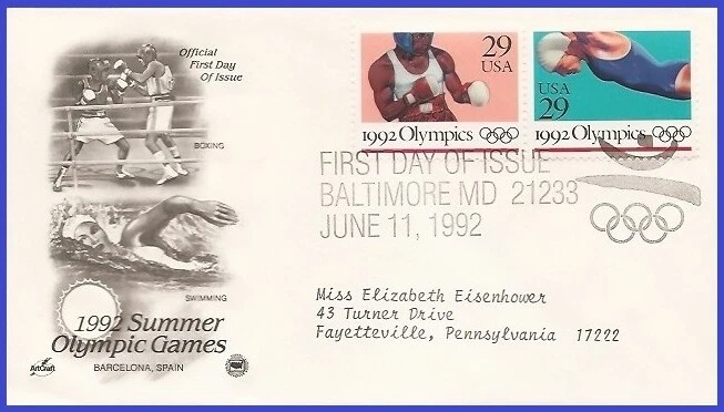 USA3 #2640 ADDR PCS ARTCRAFT FDC STR2  Boxing Olimpics - Image 1 of 1