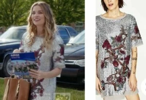NUEVO Vestido Zara Plateado Lentejuelas Floral Bordado ASO Alexis Rose Schitts Creek XS - Imagen 1 de 27