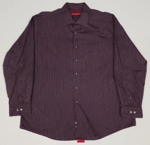 Men's Alfani Brown Striped Button Up Stretch Fabric Shirt - Size XXL, 18 (34/35) - Picture 1 of 6