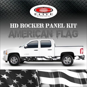 American Flag Black White Rocker Panel Graphic Decal Wrap Truck SUV - 12" x 24FT - Picture 1 of 3