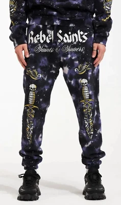 Pantalones deportivos Rebel Saints By Affliction para hombre Jogger Sacrifice Galaxy peso pesado Foto 1 de 4
