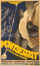 MONTSERRAT Barcelona Vintage Railroad Train Travel Poster CANVAS PRINT 24x36 in.
