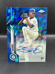 2020 Topps Baseball Chrome Aggiornamento Zaffiro Justin Dunn Auto #RA-JD RC Mariners - Foto 1 di 2