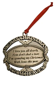Vintage 1990 MERRY CHRISTMAS FROM HEAVEN Pewter Ornament John W Mooney Jr - Picture 1 of 4