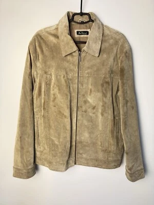 Chaqueta de cuero vintage Ben Sherman para hombre beige talla L Foto 1 de 4