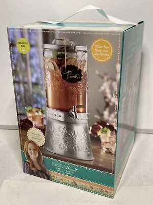 The Pioneer Woman Garden Party Beverage Dispenser Emboss Glass/Stand/Ice Bucket - Image 1 of 4