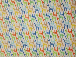 GIRAFFE MINI GIRAFFES COLORS WHITE YELLOW COTTON FABRIC FQ - Picture 1 of 3