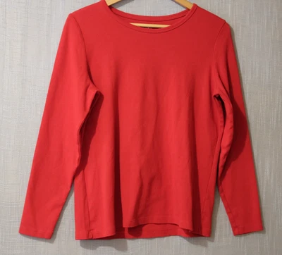 Camiseta St Johns Bay 100% algodão manga longa vermelha feminina em excelente estado usado L #H90-10 - Imagem 1 de 4