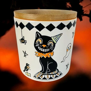 NEW Eli + Ana Black Cat Creep Show Halloween Carnival Ceramic Curio Treat Jar - Picture 1 of 3