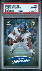 Justin Jefferson 2023 Panini Luminance Blue #/150 PSA 10 GEM MINT Vikings #19 - Picture 1 of 2