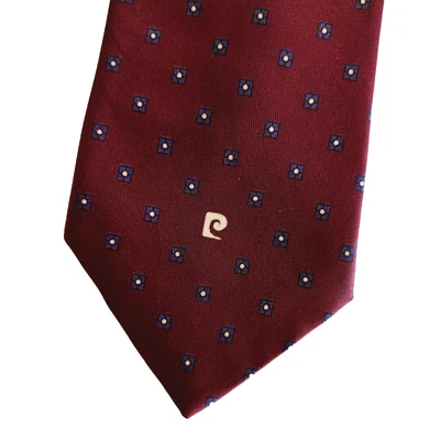 Corbata vintage Pierre Cardin roja oscura geométrica clásica preppy hecha en Italia Foto 1 de 4