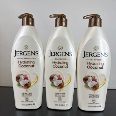 *3 PACK* Jergens Oil Infused Hydrating COCONUT Dry Skin Moisturizer 16.8 oz ea - Image 1 of 4