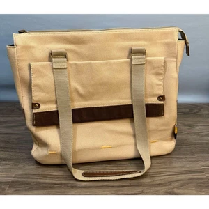 Case Logic Beige Canvas Laptop Bag with Floral Multicolor Multi Pocket Zippered - Picture 1 of 16