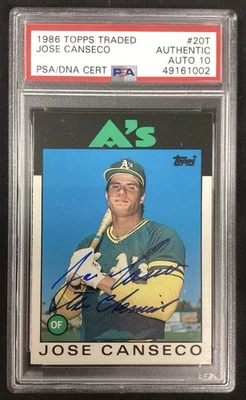 Jose Canseco Signed 1986 Topps #20T Rookie RC Chemist Autograph PSA/DNA Auto 10 - Image 1 of 2