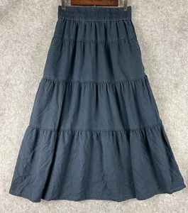 Quince Vintage Wash Tencel Tiered Maxi Skirt Womens Small Blue Boho Peasant - Picture 1 of 14