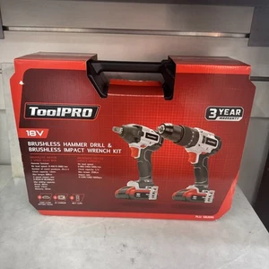 Toolpro 682090 2.0AH Brushless Hammer Drill & Impact Wrench Kit in Case - Picture 1 of 5
