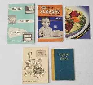 5 Vintage Cookbooks. Pet Evaporated, Banana Salads, Kansas Wheat, Pomplian Oil.  - Imagen 1 de 15