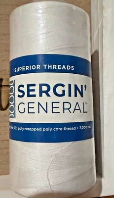 Superior Thread SERGIN' GENERAL Bright White Poly 40 wt. 3,000 yds #101 - Image 1 of 2