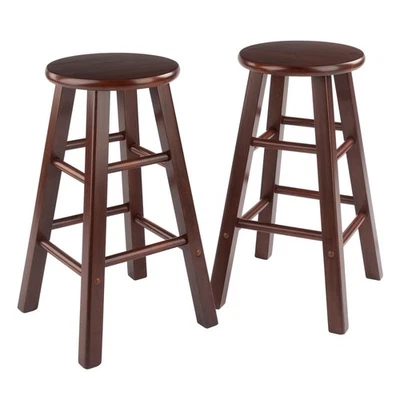 Wood Element Bar Stool Set of 2 Solid Wood Kitchen Dining Counter Stools New - Image 1 of 4