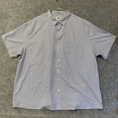 HB Harbor Bay Shirt Mens 3XL Blue White Stripe Short Sleeve (1017) - Image 1 of 4